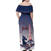 Personalized France Off Shoulder Maxi Dress Eiffel For Him - Wonder Print Shop