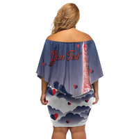 Personalized France Off Shoulder Short Dress Eiffel For Him - Wonder Print Shop