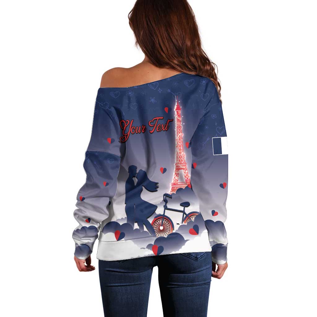Personalized France Off Shoulder Sweater Eiffel For Him - Wonder Print Shop