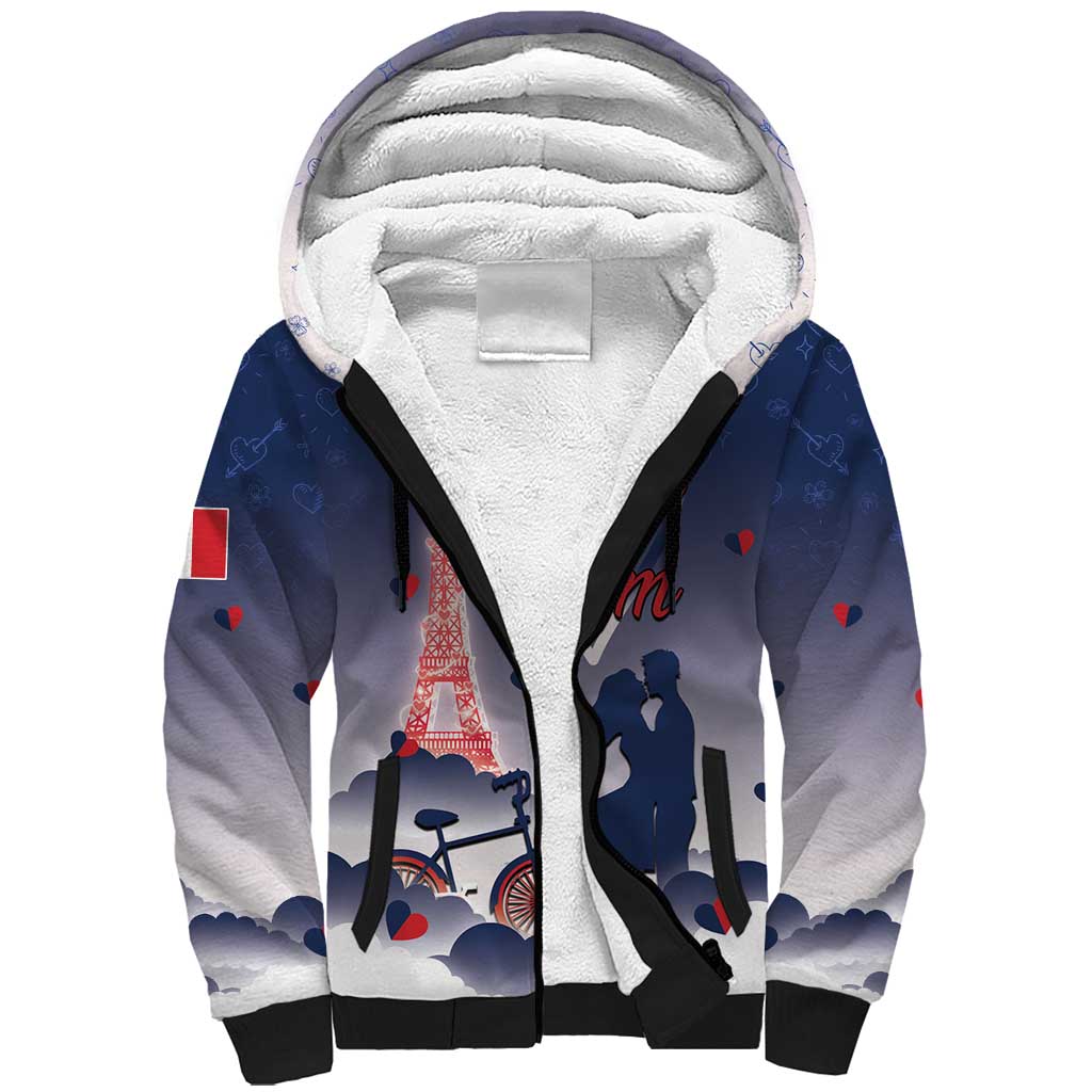 Personalized France Sherpa Hoodie Eiffel For Him - Wonder Print Shop