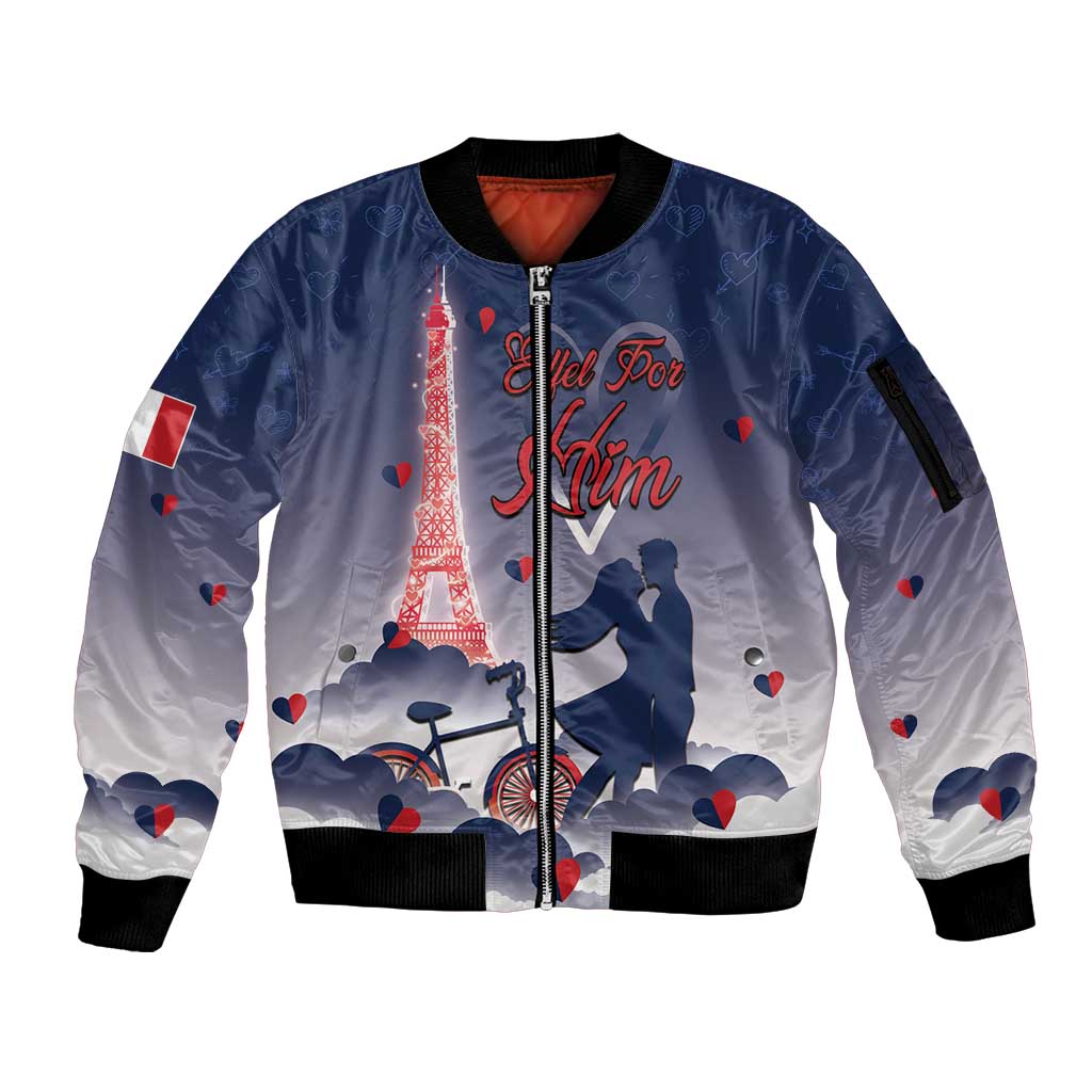 Personalized France Sleeve Zip Bomber Jacket Eiffel For Him - Wonder Print Shop