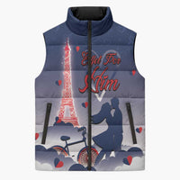 Personalized France Sleeveless Puffer Jacket Eiffel For Him - Wonder Print Shop