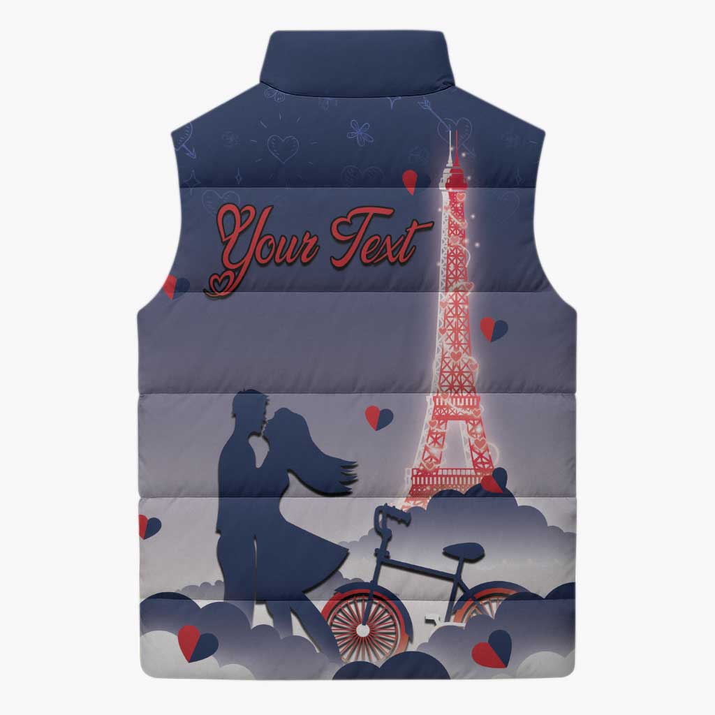 Personalized France Sleeveless Puffer Jacket Eiffel For Him - Wonder Print Shop