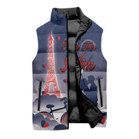 Personalized France Sleeveless Puffer Jacket Eiffel For Him - Wonder Print Shop