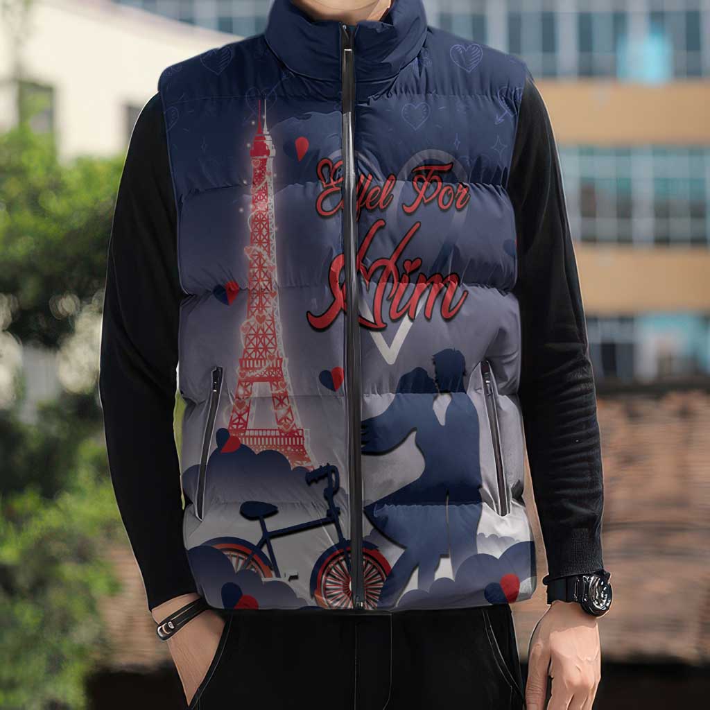 Personalized France Sleeveless Puffer Jacket Eiffel For Him - Wonder Print Shop