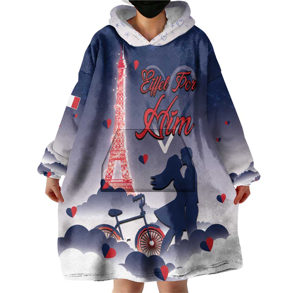Personalized France Wearable Blanket Hoodie Eiffel For Him - Wonder Print Shop