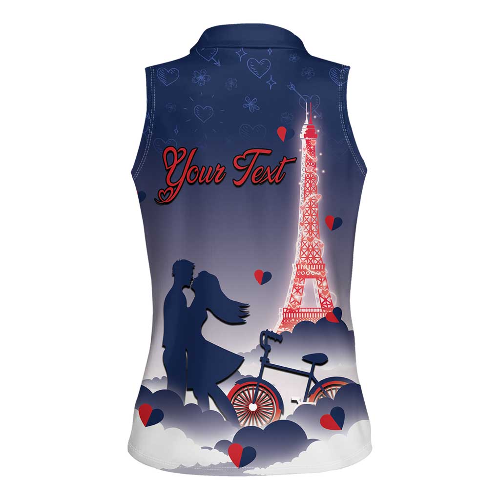 Personalized France Women Sleeveless Polo Shirt Eiffel For Him - Wonder Print Shop