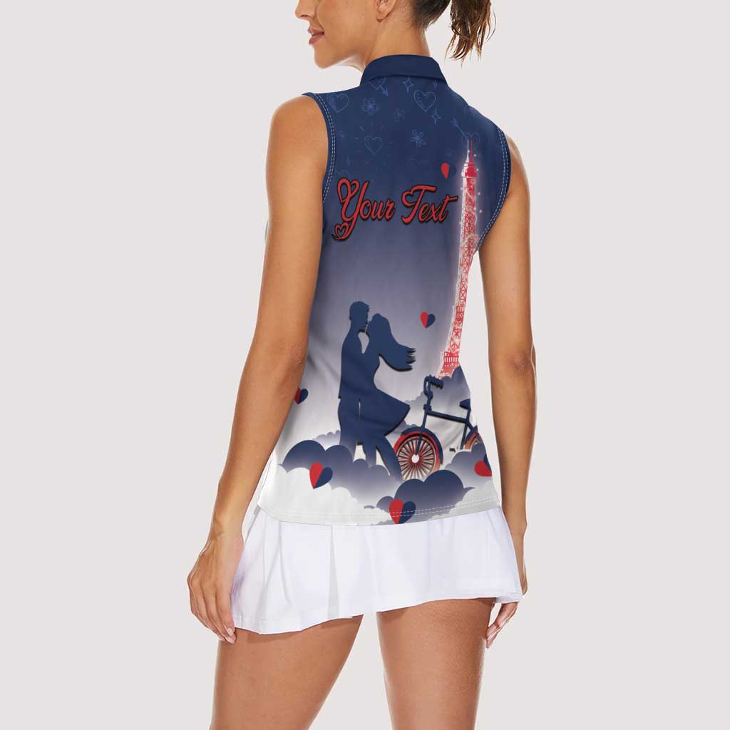 Personalized France Women Sleeveless Polo Shirt Eiffel For Him - Wonder Print Shop