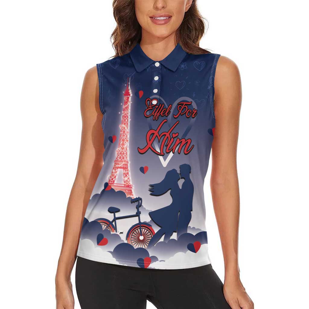Personalized France Women Sleeveless Polo Shirt Eiffel For Him - Wonder Print Shop