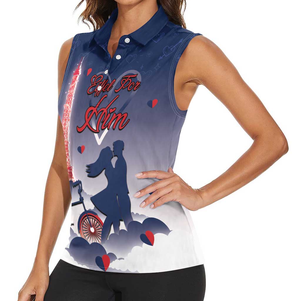 Personalized France Women Sleeveless Polo Shirt Eiffel For Him - Wonder Print Shop