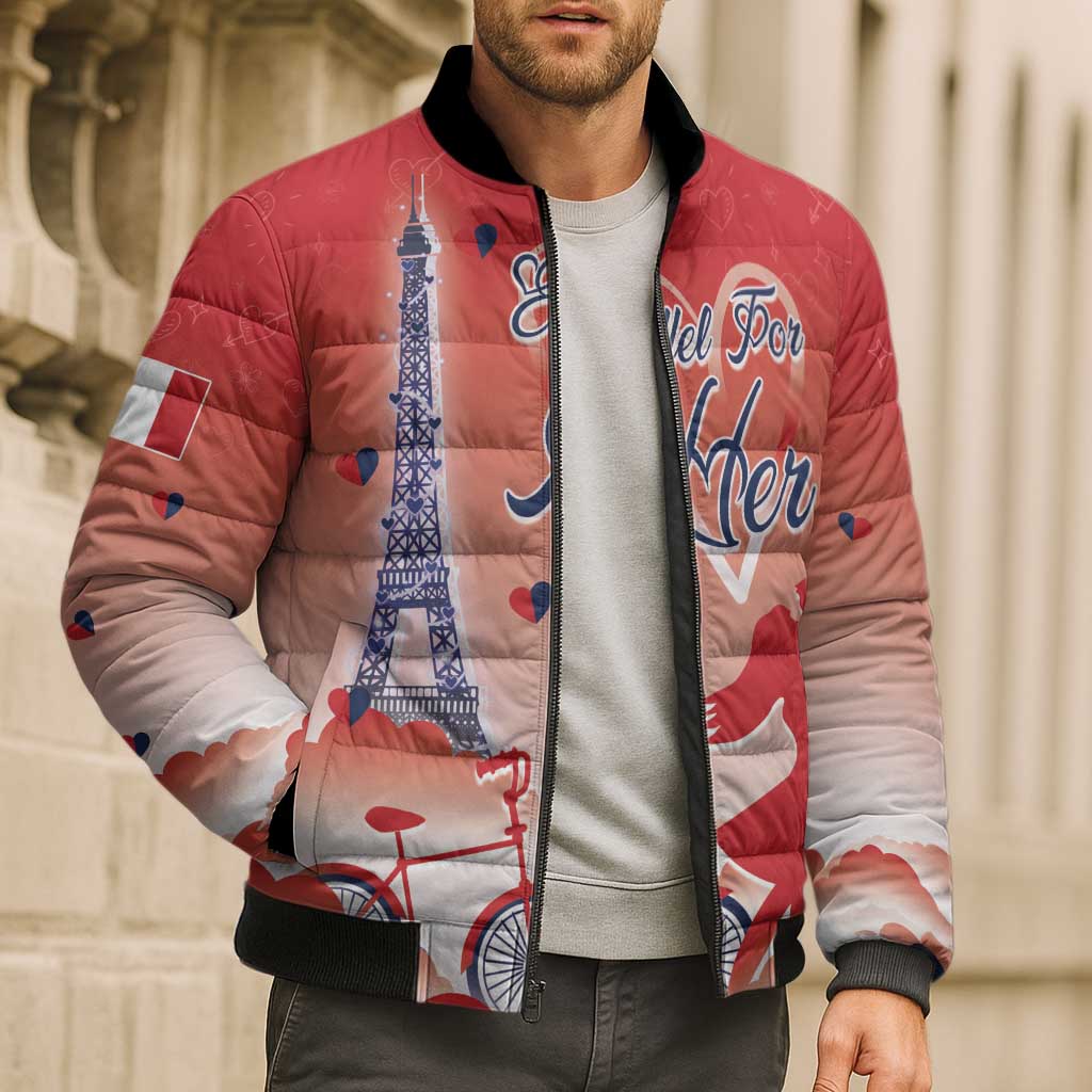 Personalized France Bomber Puffer Jacket Eiffel For Her - Wonder Print Shop
