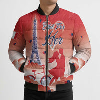 Personalized France Bomber Puffer Jacket Eiffel For Her - Wonder Print Shop