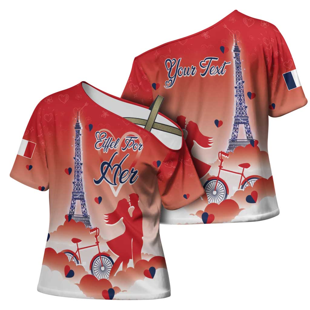 Personalized France Cross Shoulder Shirt Eiffel For Her - Wonder Print Shop