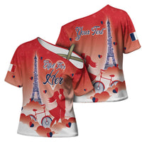 Personalized France Cross Shoulder Shirt Eiffel For Her - Wonder Print Shop