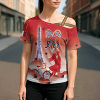 Personalized France Cross Shoulder Shirt Eiffel For Her - Wonder Print Shop