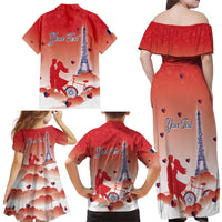 Personalized France Family Matching Off Shoulder Maxi Dress and Hawaiian Shirt Eiffel For Her - Wonder Print Shop