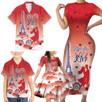 Personalized France Family Matching Short Sleeve Bodycon Dress and Hawaiian Shirt Eiffel For Her - Wonder Print Shop