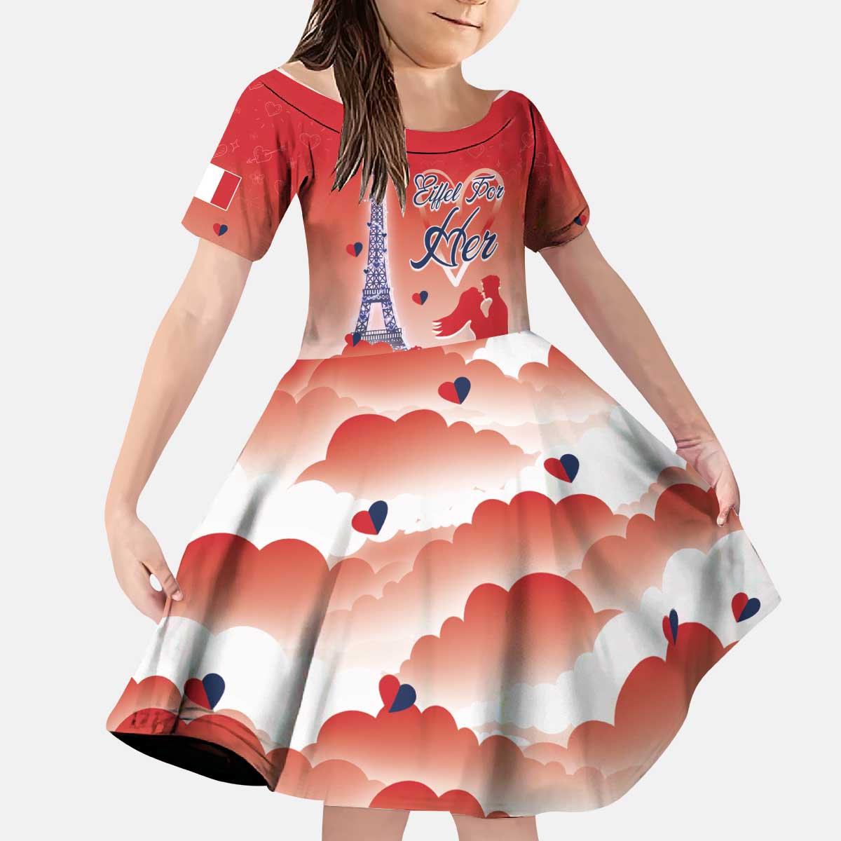 Personalized France Kid Short Sleeve Dress Eiffel For Her - Wonder Print Shop