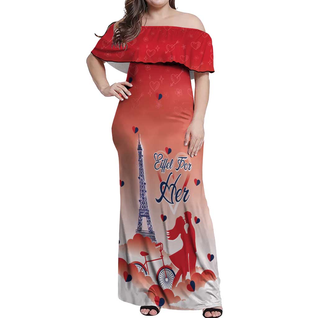 Personalized France Off Shoulder Maxi Dress Eiffel For Her - Wonder Print Shop