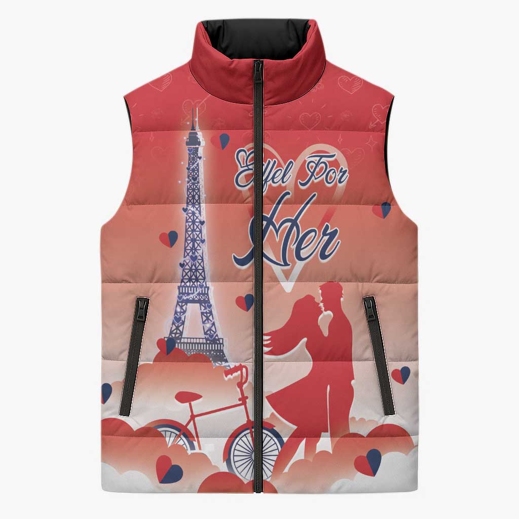 Personalized France Sleeveless Puffer Jacket Eiffel For Her - Wonder Print Shop