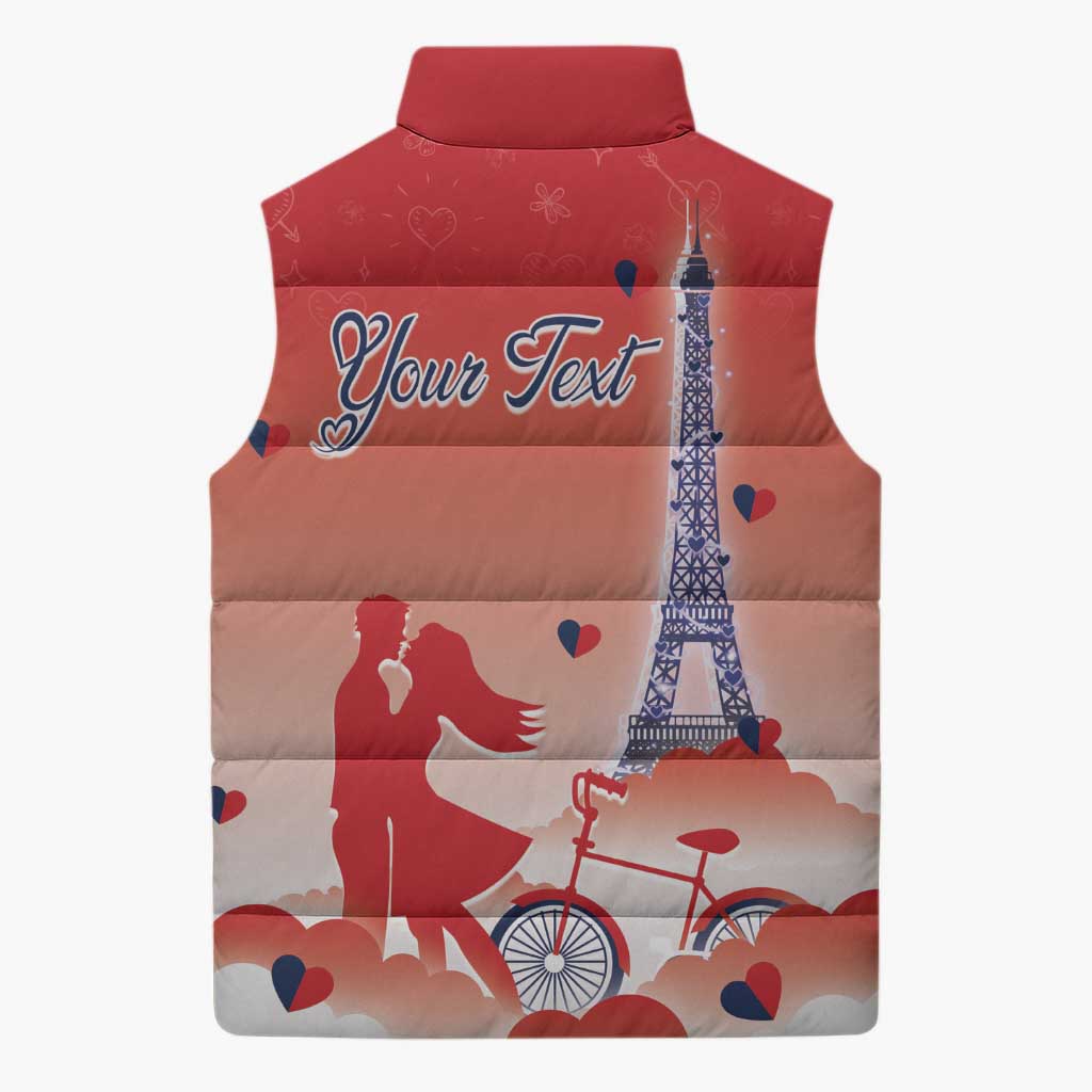 Personalized France Sleeveless Puffer Jacket Eiffel For Her - Wonder Print Shop