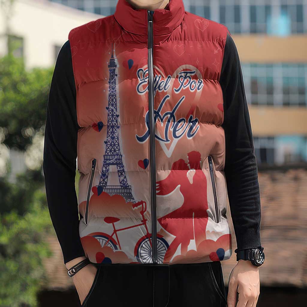 Personalized France Sleeveless Puffer Jacket Eiffel For Her - Wonder Print Shop
