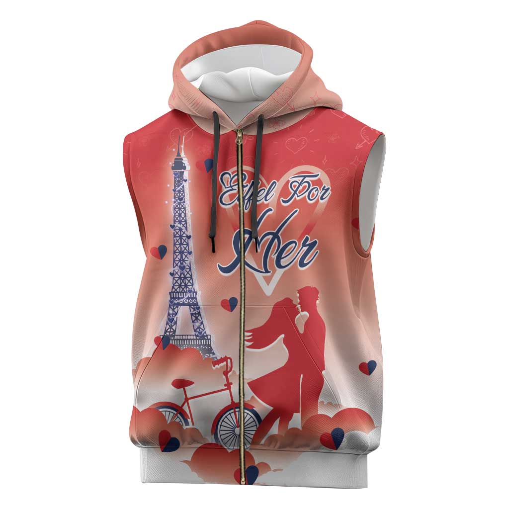 Personalized France Sleeveless Zip Hoodie Eiffel For Her - Wonder Print Shop