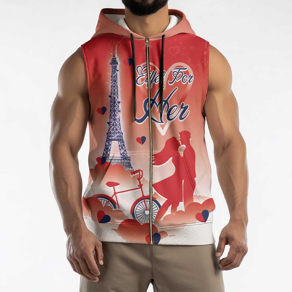 Personalized France Sleeveless Zip Hoodie Eiffel For Her - Wonder Print Shop