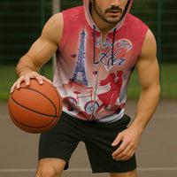 Personalized France Sleeveless Zip Hoodie Eiffel For Her - Wonder Print Shop