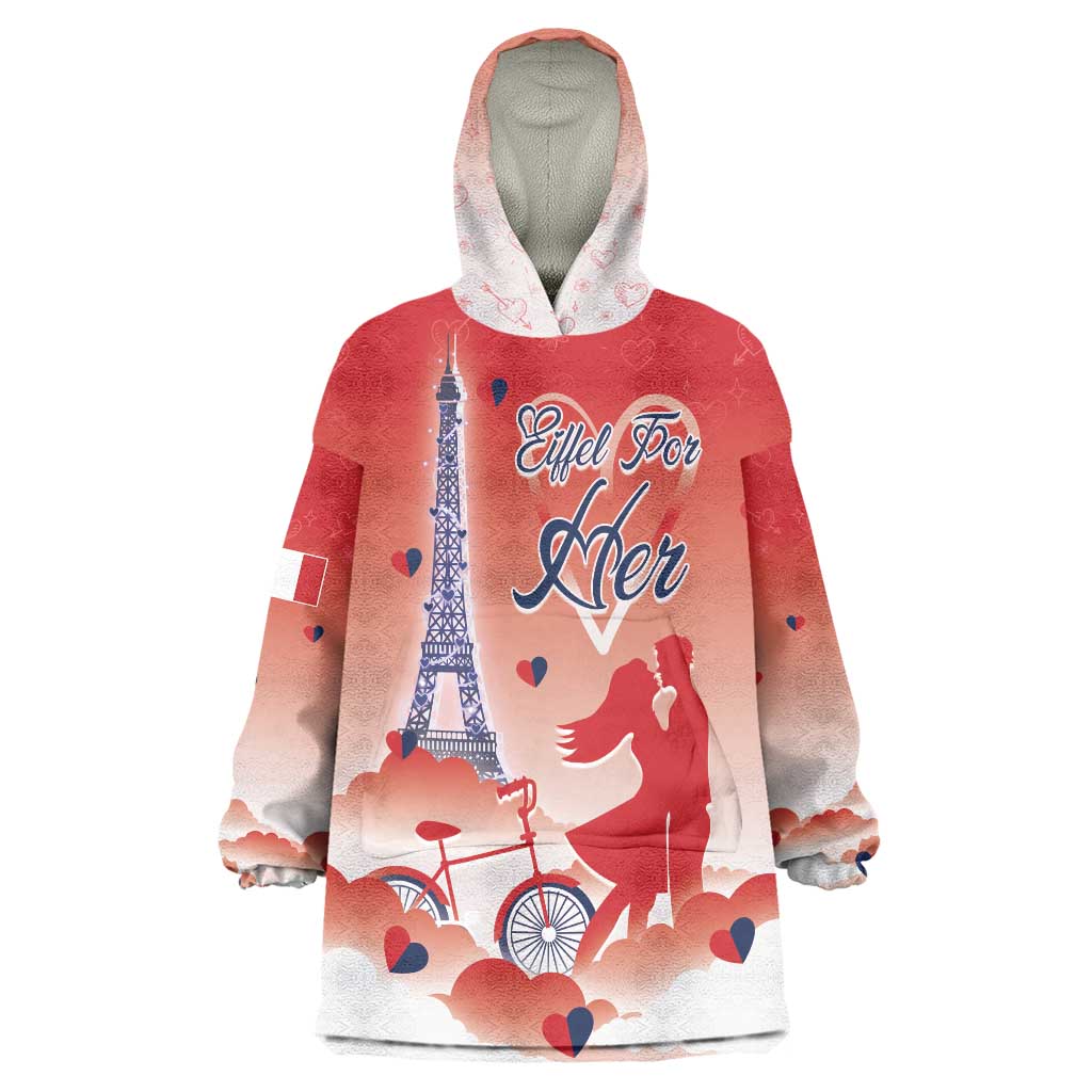Personalized France Wearable Blanket Hoodie Eiffel For Her - Wonder Print Shop
