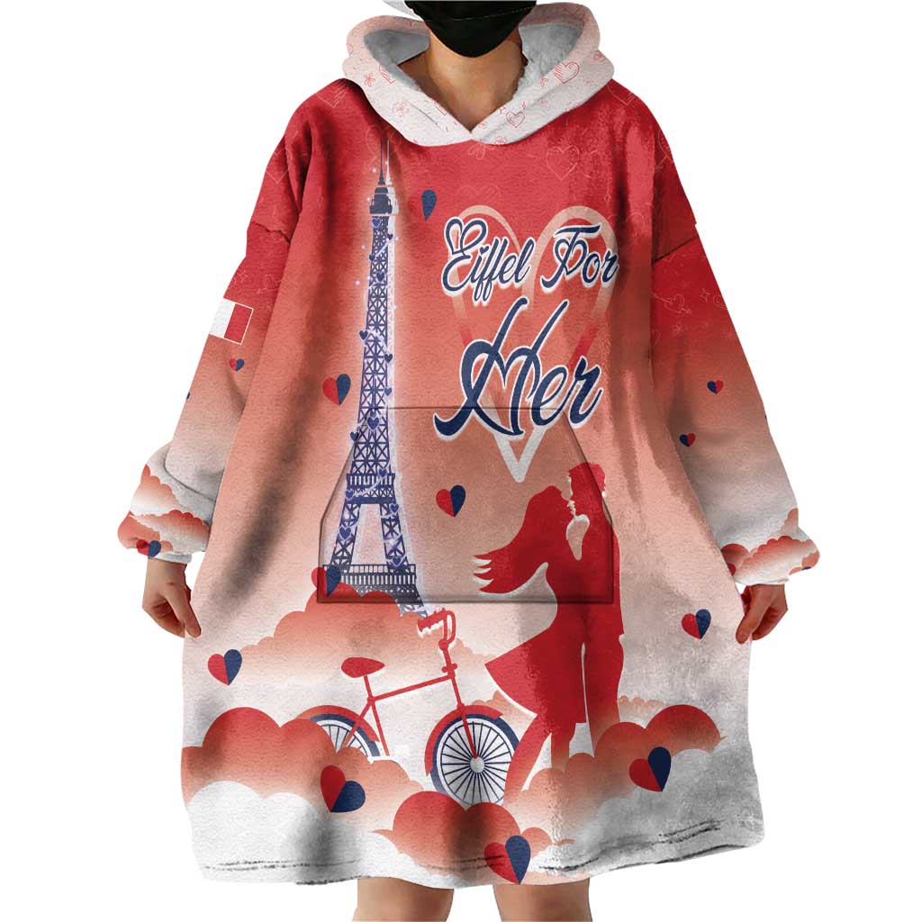Personalized France Wearable Blanket Hoodie Eiffel For Her - Wonder Print Shop