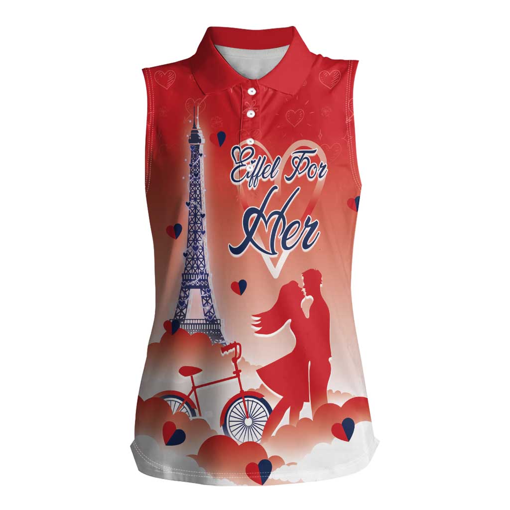 Personalized France Women Sleeveless Polo Shirt Eiffel For Her - Wonder Print Shop