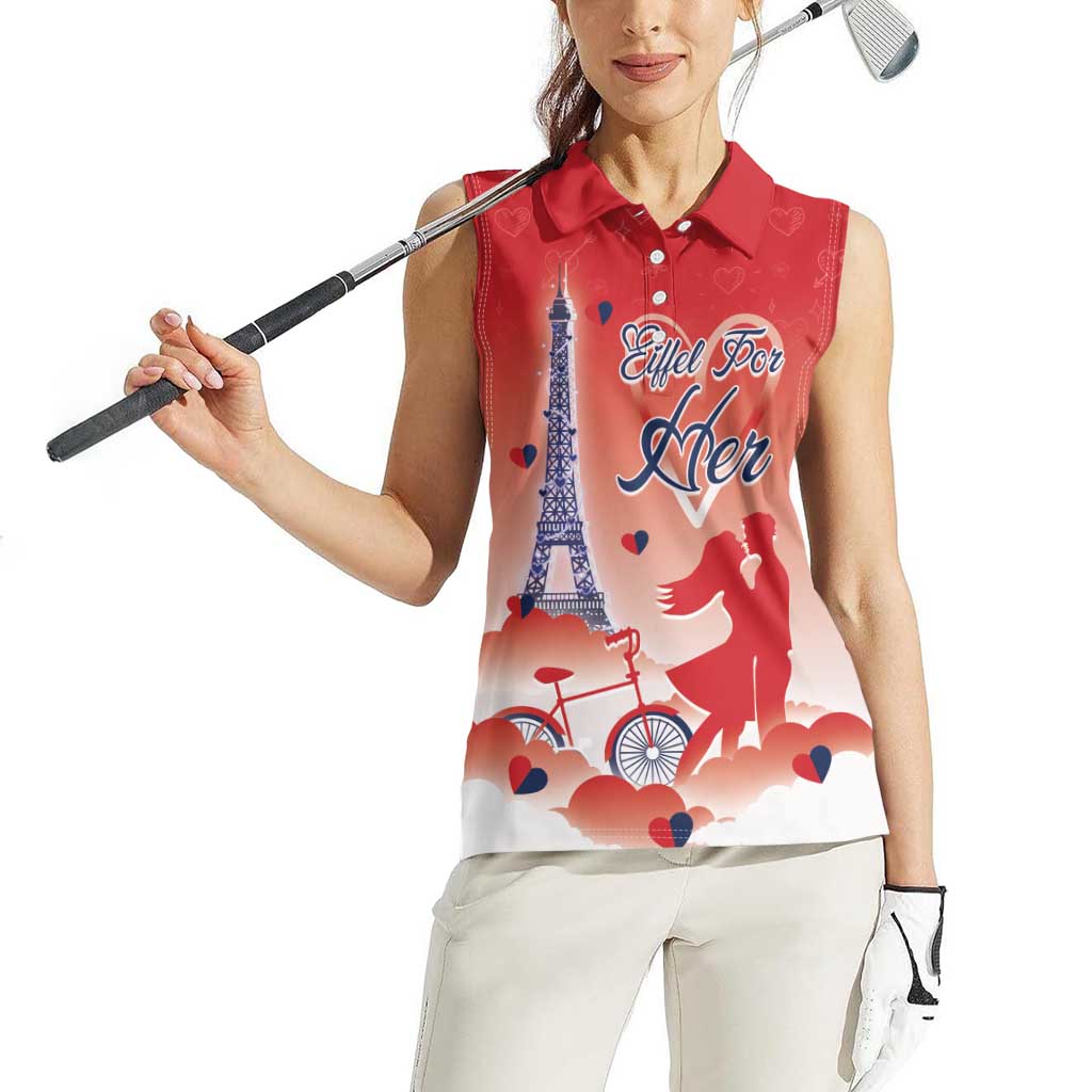 Personalized France Women Sleeveless Polo Shirt Eiffel For Her - Wonder Print Shop