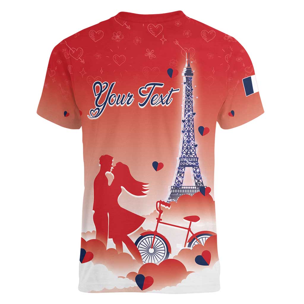Personalized France Women V-Neck T-Shirt Eiffel For Her - Wonder Print Shop