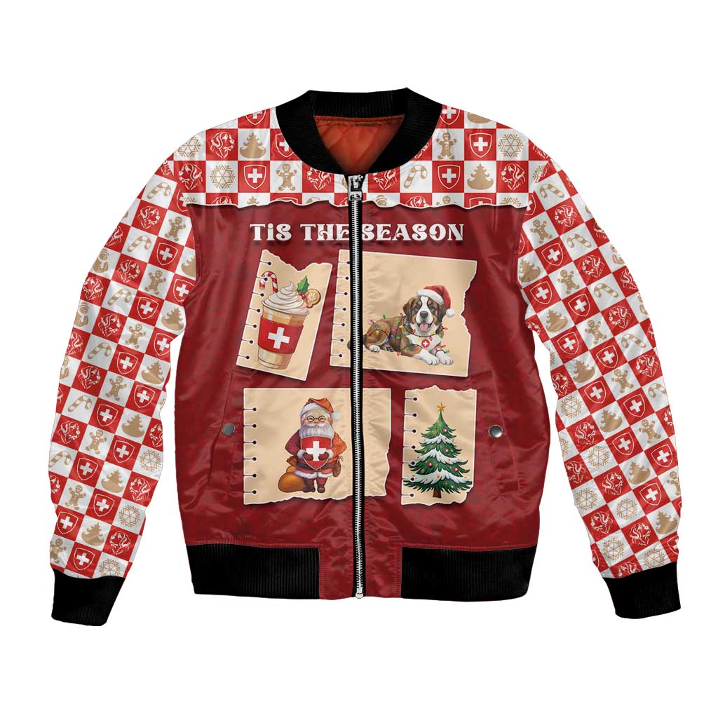 Switzerland Christmas Bomber Jacket Tis The Season - Wonder Print Shop