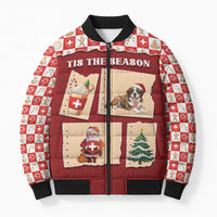 Switzerland Christmas Bomber Puffer Jacket Tis The Season - Wonder Print Shop