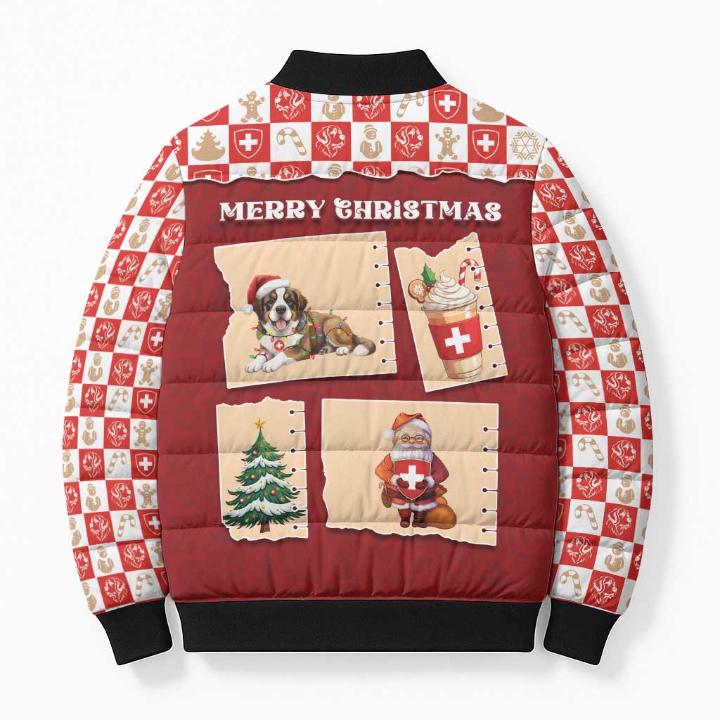 Switzerland Christmas Bomber Puffer Jacket Tis The Season - Wonder Print Shop