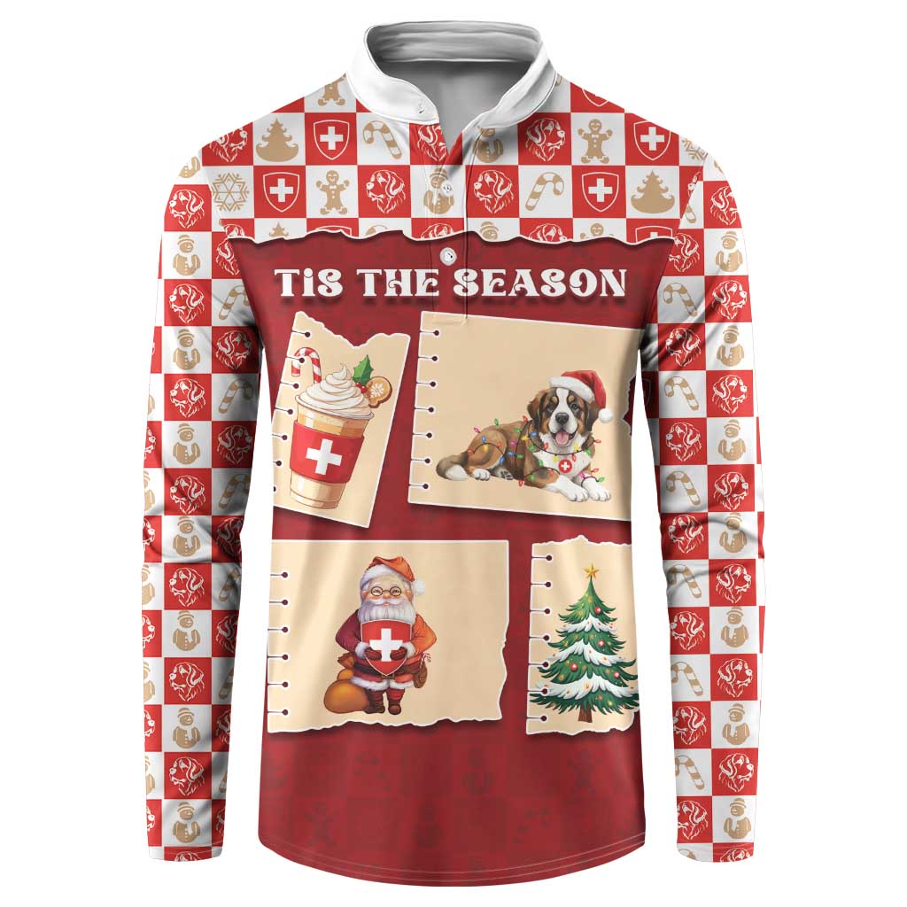 Switzerland Christmas Button Sweatshirt Tis The Season - Wonder Print Shop