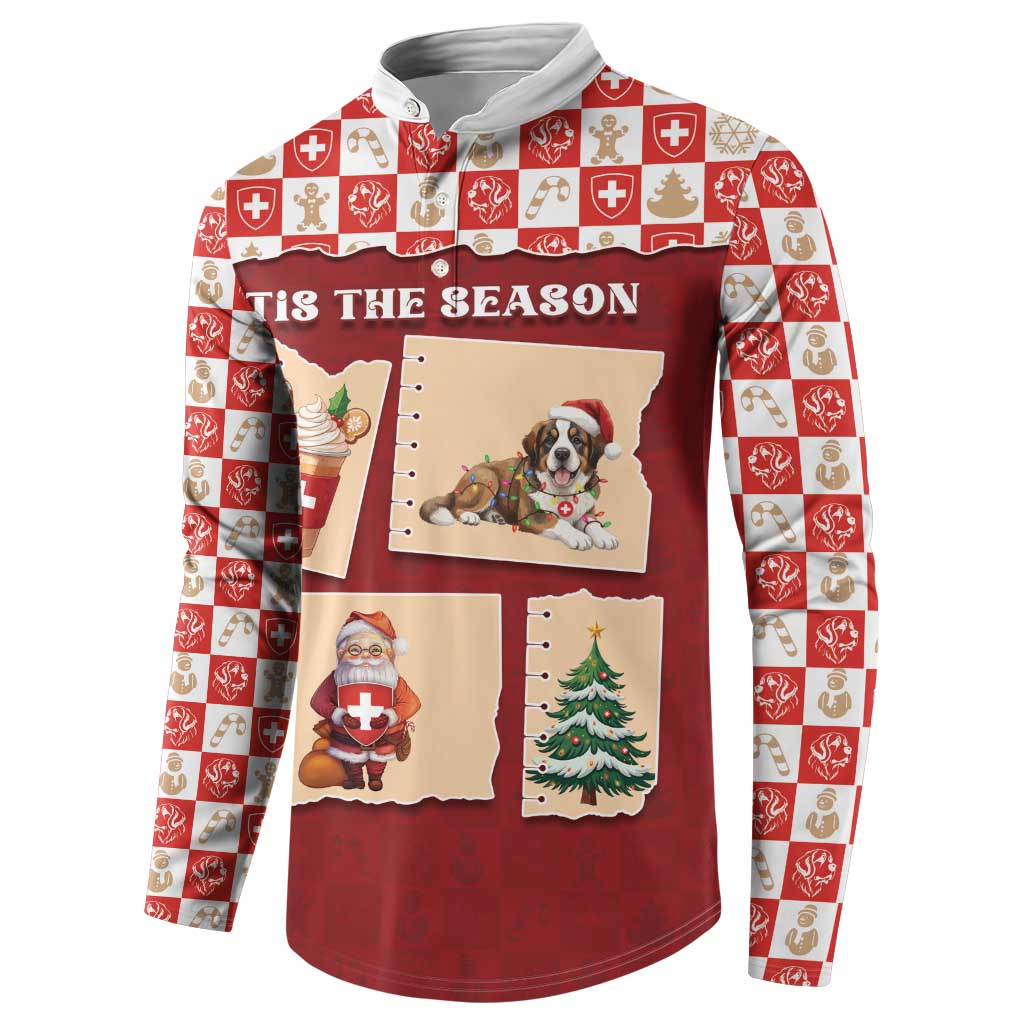 Switzerland Christmas Button Sweatshirt Tis The Season - Wonder Print Shop