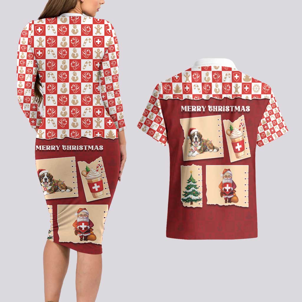 Switzerland Christmas Couples Matching Long Sleeve Bodycon Dress and Hawaiian Shirt Tis The Season - Wonder Print Shop