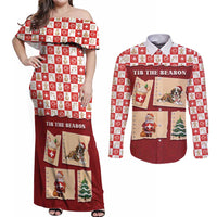 Switzerland Christmas Couples Matching Off Shoulder Maxi Dress and Long Sleeve Button Shirt Tis The Season - Wonder Print Shop