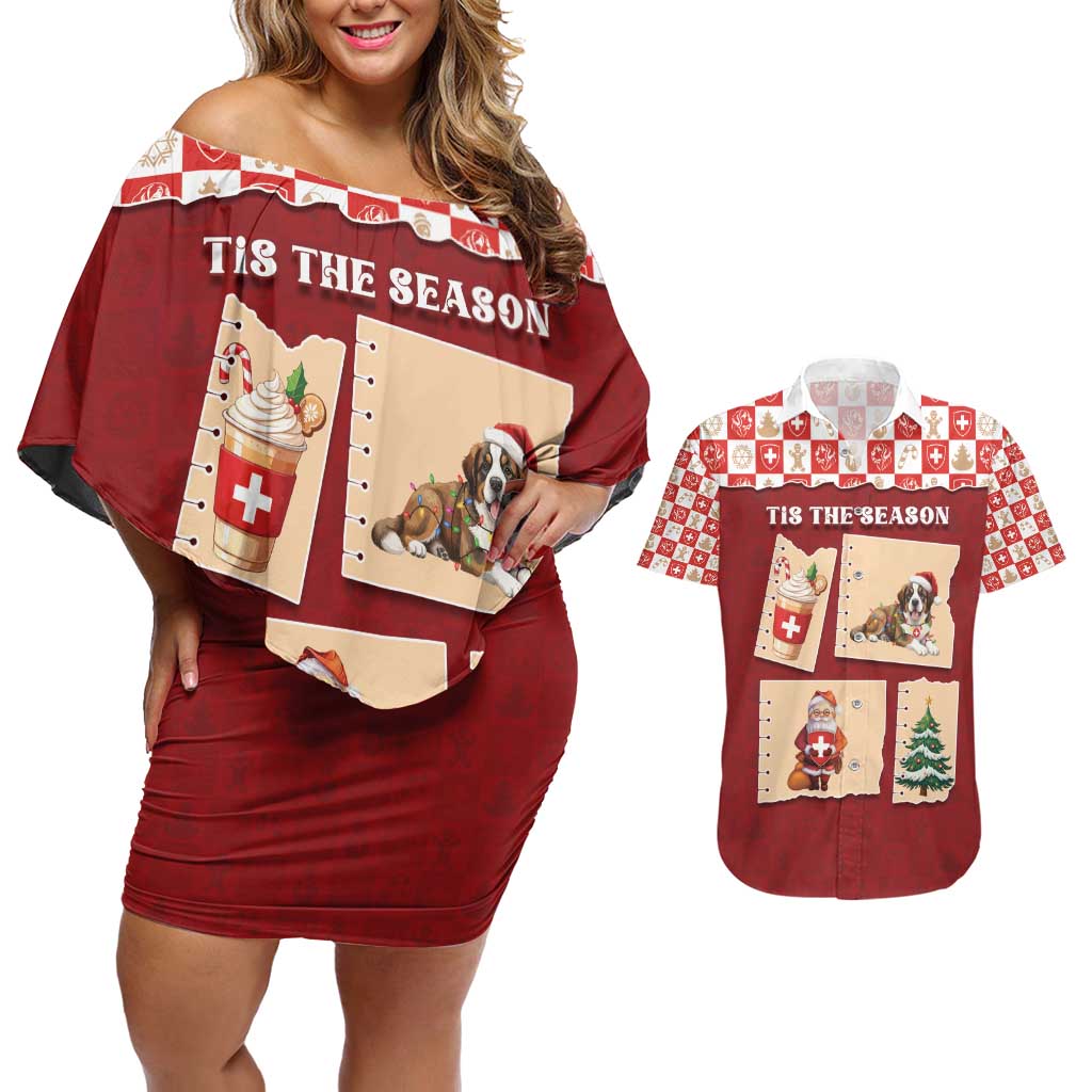 Switzerland Christmas Couples Matching Off Shoulder Short Dress and Hawaiian Shirt Tis The Season - Wonder Print Shop