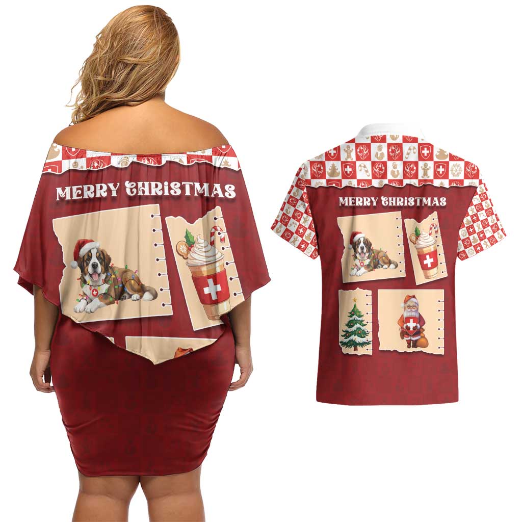Switzerland Christmas Couples Matching Off Shoulder Short Dress and Hawaiian Shirt Tis The Season - Wonder Print Shop