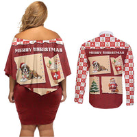 Switzerland Christmas Couples Matching Off Shoulder Short Dress and Long Sleeve Button Shirt Tis The Season - Wonder Print Shop