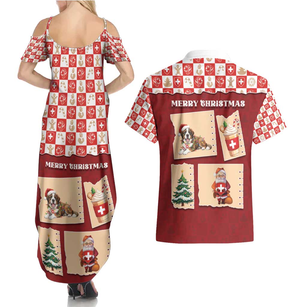 Switzerland Christmas Couples Matching Summer Maxi Dress and Hawaiian Shirt Tis The Season - Wonder Print Shop