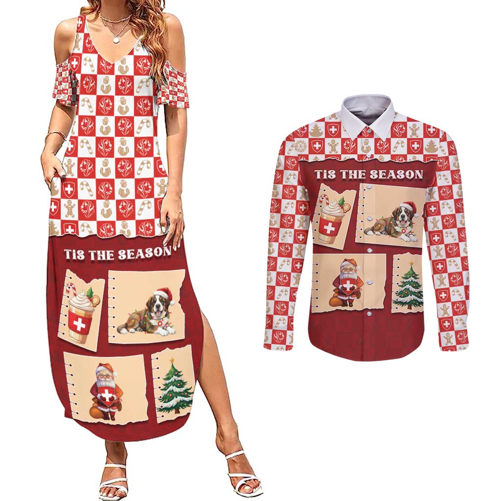 Switzerland Christmas Couples Matching Summer Maxi Dress and Long Sleeve Button Shirt Tis The Season - Wonder Print Shop