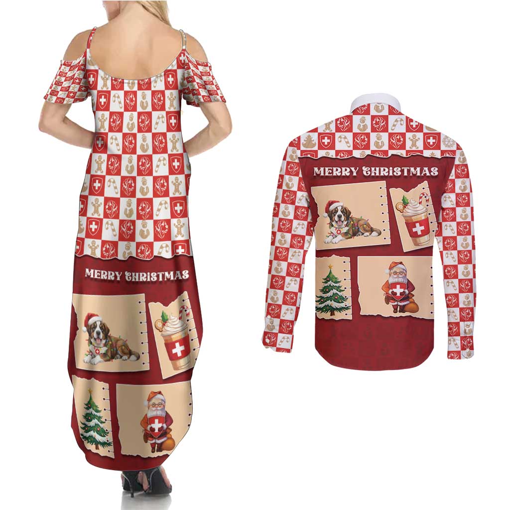 Switzerland Christmas Couples Matching Summer Maxi Dress and Long Sleeve Button Shirt Tis The Season - Wonder Print Shop
