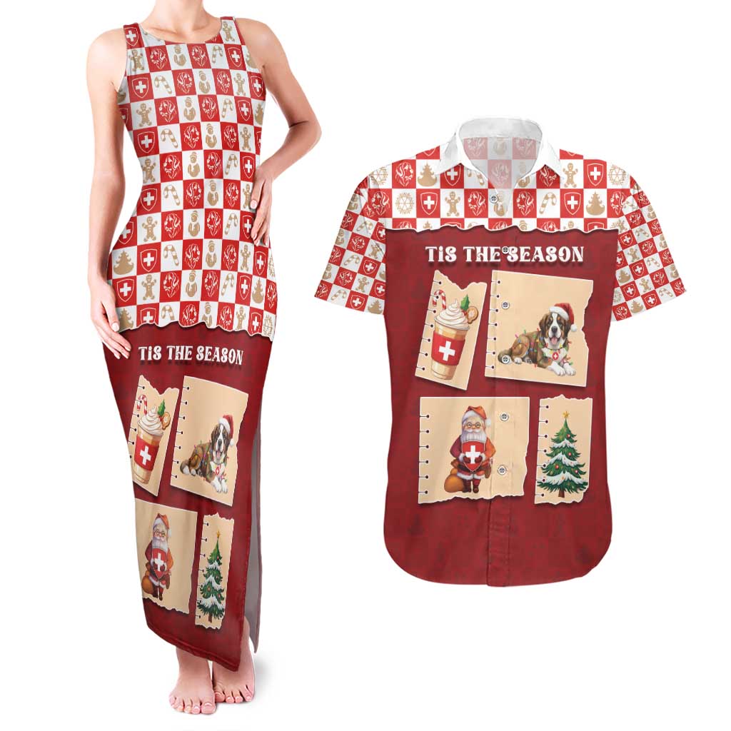 Switzerland Christmas Couples Matching Tank Maxi Dress and Hawaiian Shirt Tis The Season - Wonder Print Shop