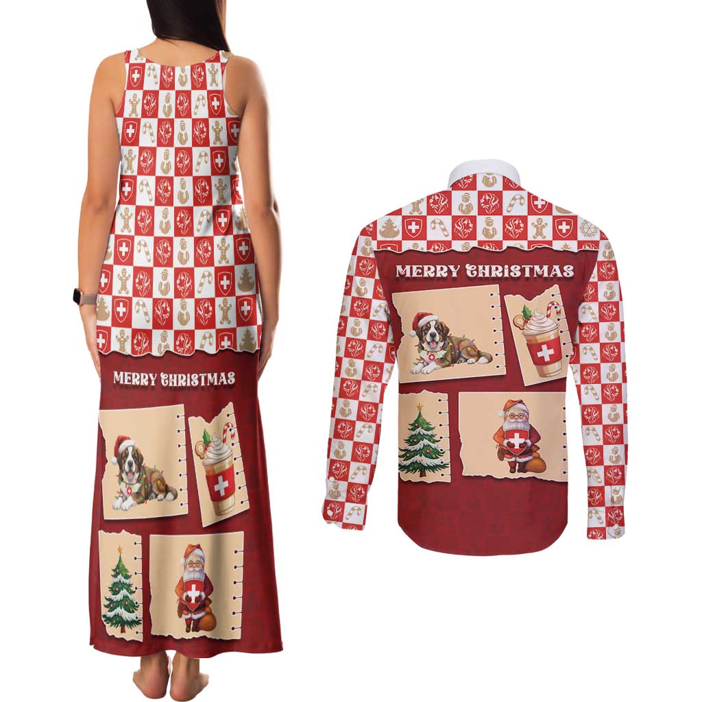 Switzerland Christmas Couples Matching Tank Maxi Dress and Long Sleeve Button Shirt Tis The Season - Wonder Print Shop