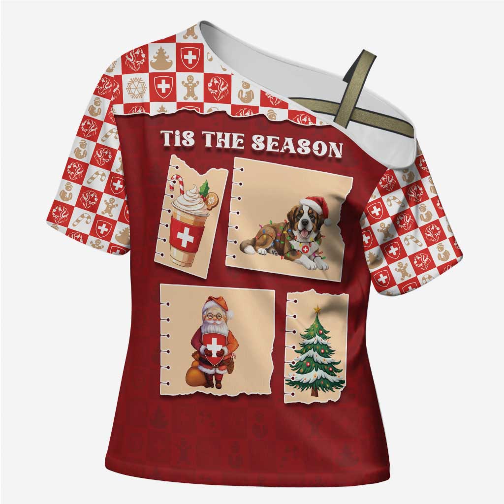 Switzerland Christmas Cross Shoulder Shirt Tis The Season - Wonder Print Shop